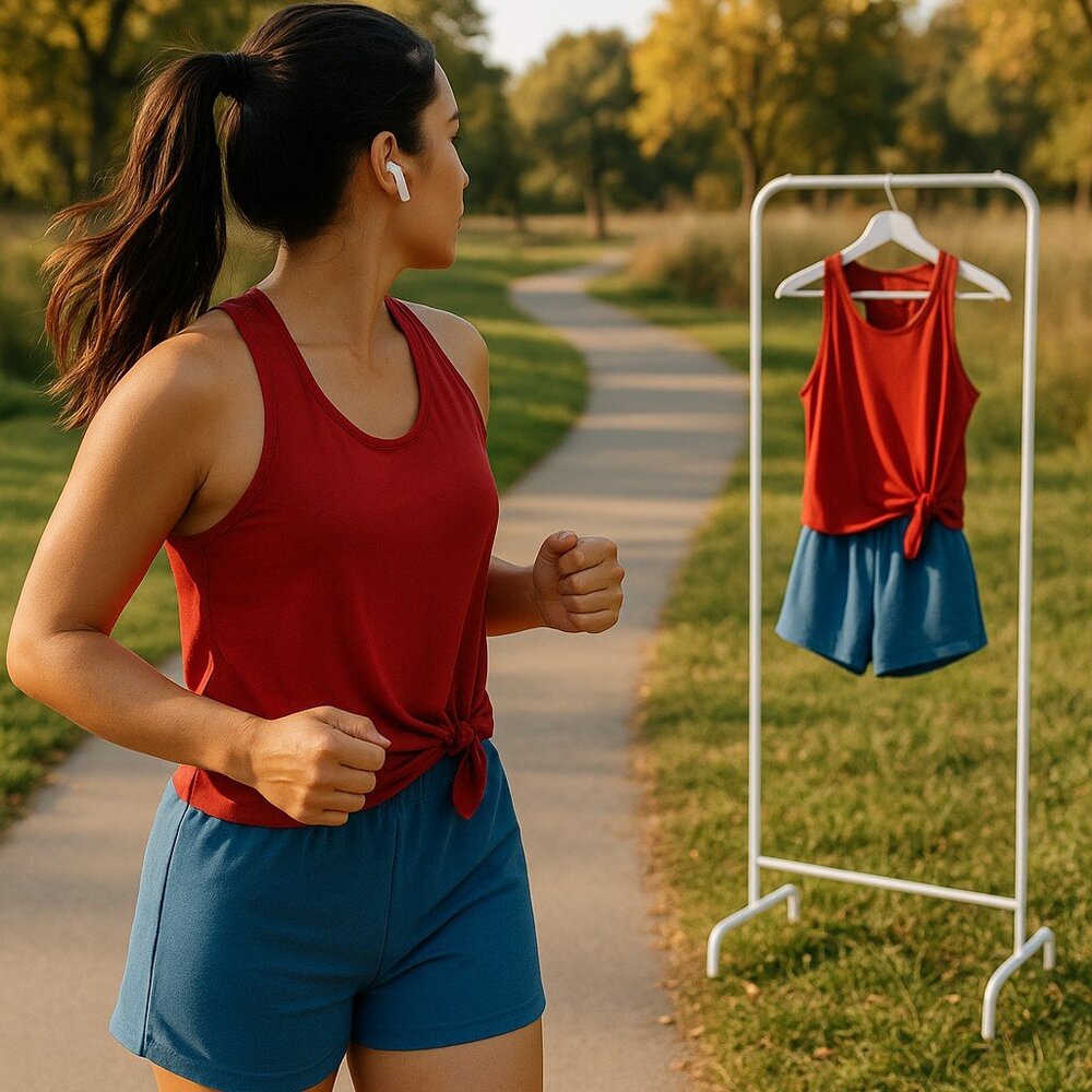 Red Knot-Front Racerback Active Tank Top